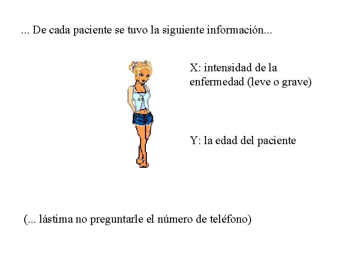 . . . De cada paciente se tuvo la siguiente información. . . X: . . . De cada paciente se tuvo la siguiente información. . . X: