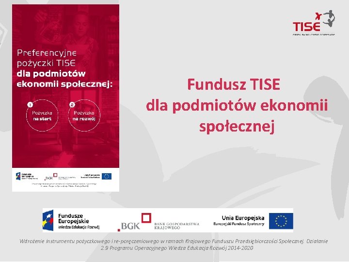 Fundusz TISE dla podmiotów ekonomii społecznej Wdrożenie instrumentu pożyczkowego i re-poręczeniowego w ramach Krajowego
