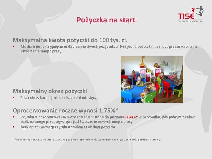 Pożyczka na start Maksymalna kwota pożyczki do 100 tys. zł. § Możliwe jest zaciągnięcie