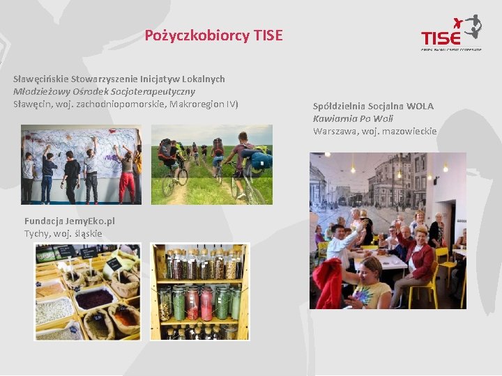 Pożyczkobiorcy TISE Sławęcińskie Stowarzyszenie Inicjatyw Lokalnych Młodzieżowy Ośrodek Socjoterapeutyczny Sławęcin, woj. zachodniopomorskie, Makroregion IV)