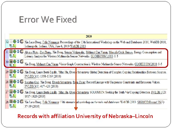 Error We Fixed Records with affiliation University of Nebraska–Lincoln Error We Fixed Records with affiliation University of Nebraska–Lincoln