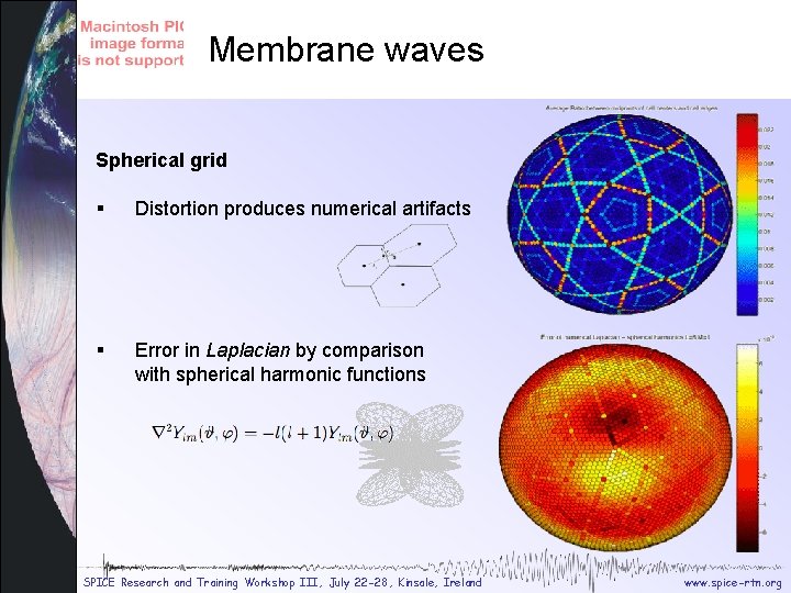 Membrane waves Membrane grid Spherical grid § Distortion produces numerical artifacts § Error in Membrane waves Membrane grid Spherical grid § Distortion produces numerical artifacts § Error in