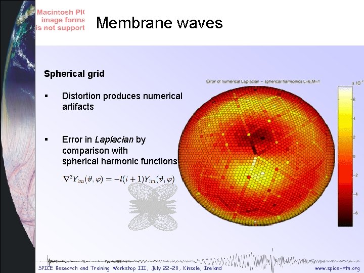 Membrane waves Membrane grid Spherical grid § Distortion produces numerical artifacts § Error in Membrane waves Membrane grid Spherical grid § Distortion produces numerical artifacts § Error in