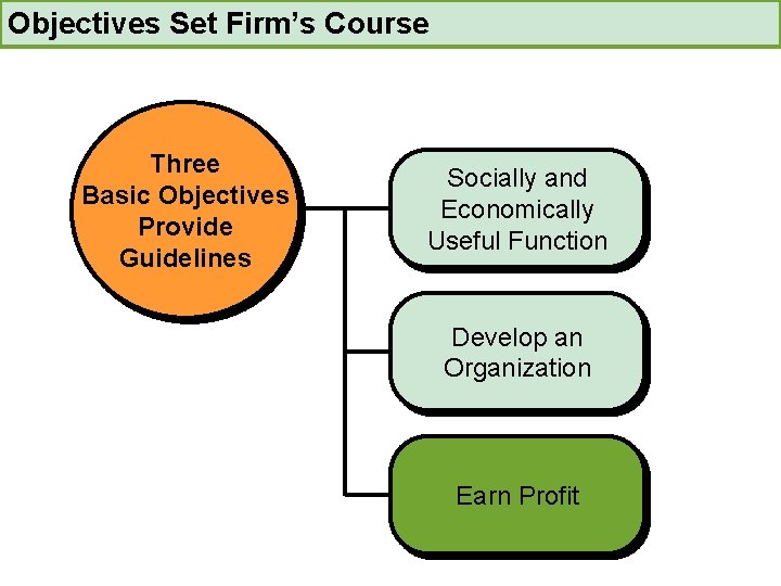 Objectives Set Firm’s Course Three Basic Objectives Provide Guidelines Socially and Economically Useful Function