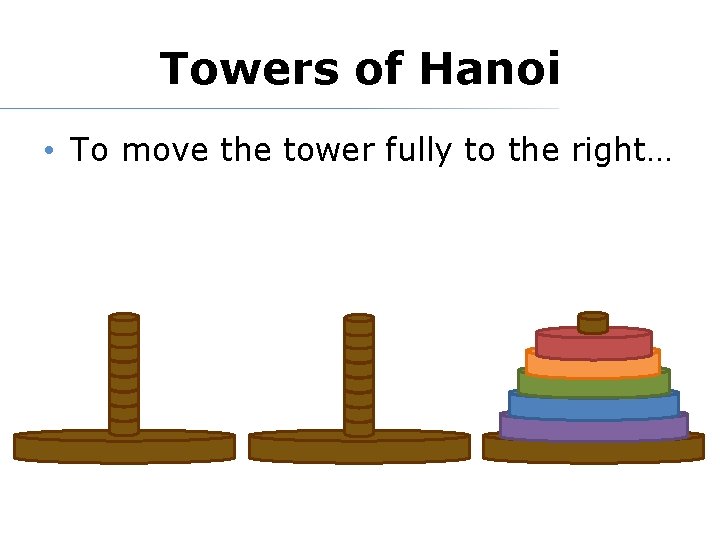 Towers of Hanoi • To move the tower fully to the right… 