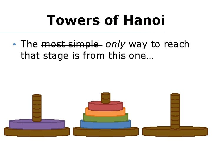 Towers of Hanoi • The most simple only way to reach that stage is