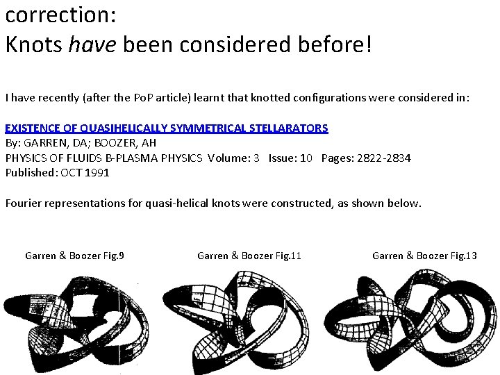 correction: Knots have been considered before! I have recently (after the Po. P article)