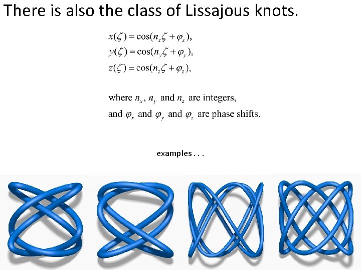 There is also the class of Lissajous knots. three-twist knot examples. . . Stevedore