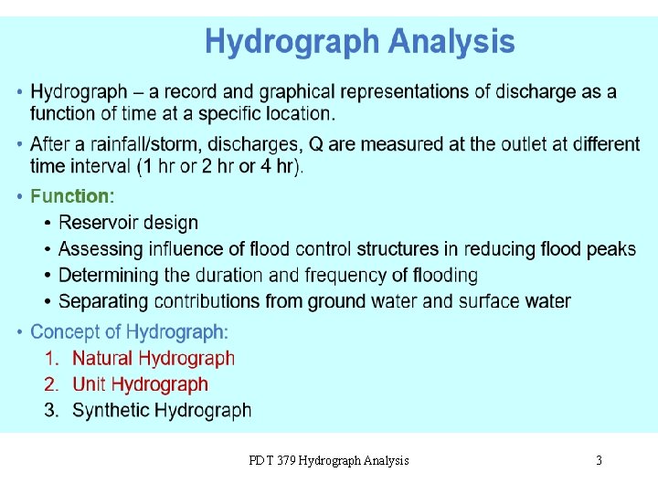 PDT 379 Hydrograph Analysis 3 