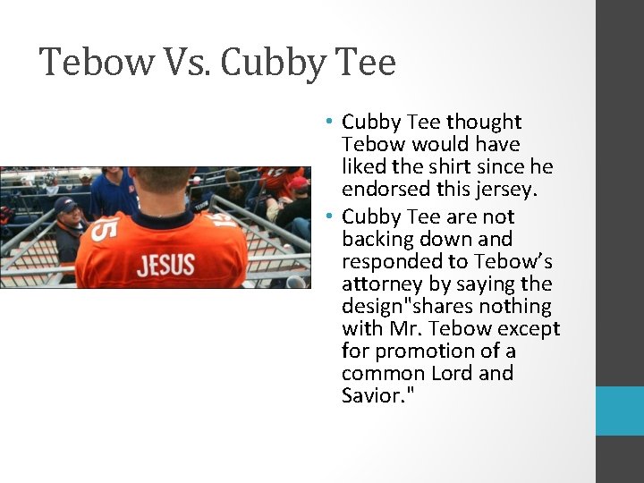 Tebow Vs. Cubby Tee • Cubby Tee thought Tebow would have liked the shirt