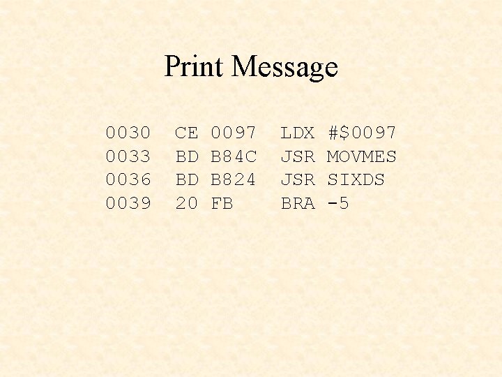 Print Message 0030 0033 0036 0039 CE BD BD 20 0097 B 84 C
