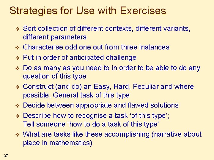 Strategies for Use with Exercises v v v v 37 Sort collection of different Strategies for Use with Exercises v v v v 37 Sort collection of different