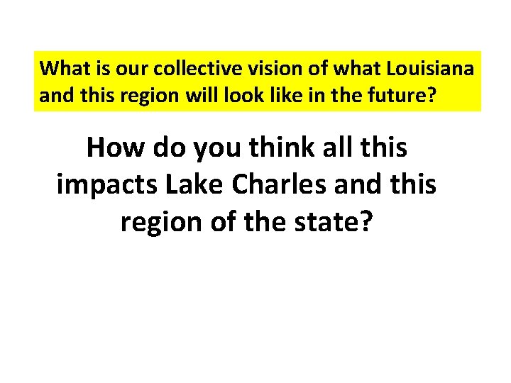 What is our collective vision of what Louisiana and this region will look like