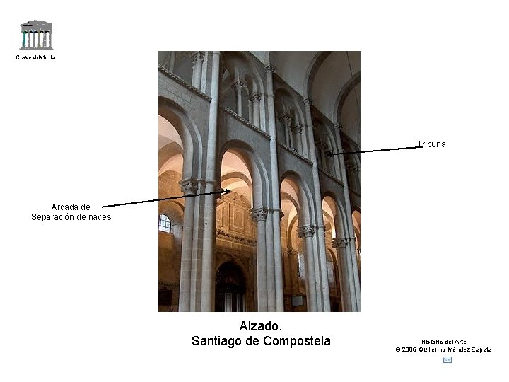 Claseshistoria Tribuna Arcada de Separación de naves Alzado. Santiago de Compostela Historia del Arte