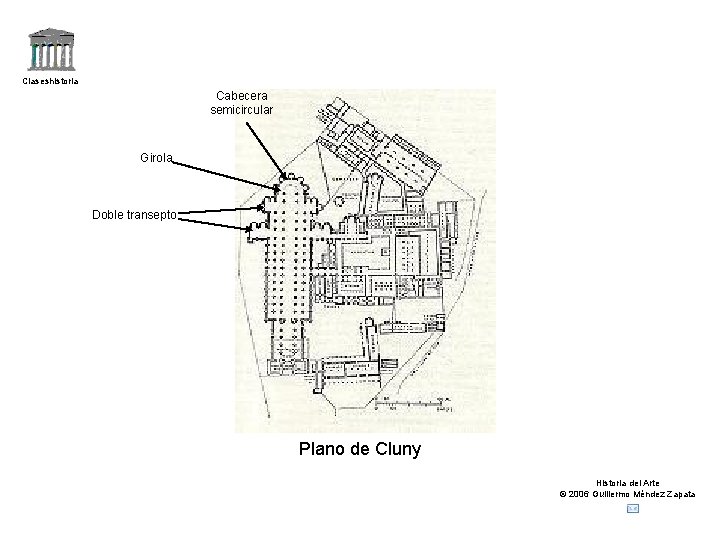 Claseshistoria Cabecera semicircular Girola Doble transepto Plano de Cluny Historia del Arte © 2006