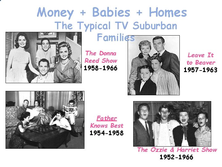 Money + Babies + Homes The Typical TV Suburban Families The Donna Reed Show Money + Babies + Homes The Typical TV Suburban Families The Donna Reed Show
