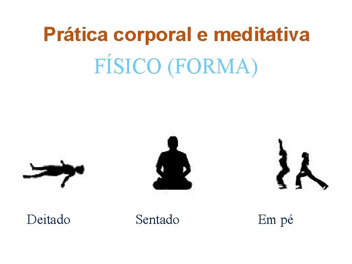 Prática corporal e meditativa FÍSICO (FORMA) Deitado Sentado Em pé 