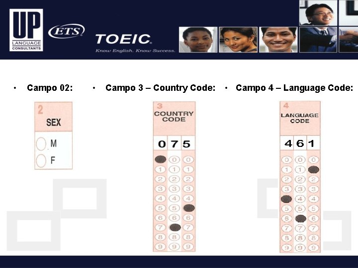  • Campo 02: • Campo 3 – Country Code: • Campo 4 –