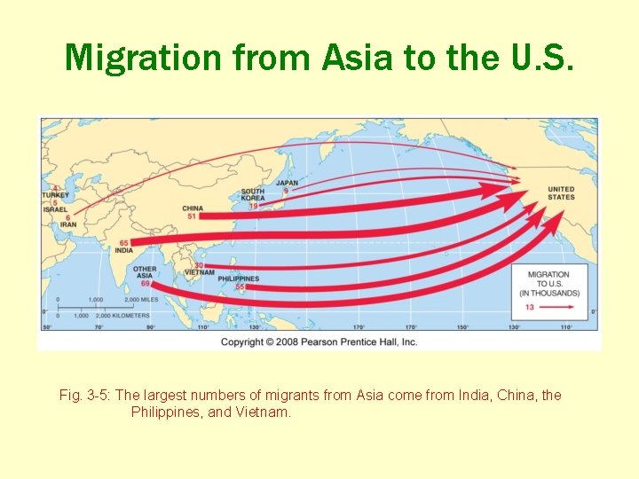 Migration from Asia to the U. S. Fig. 3 -5: The largest numbers of