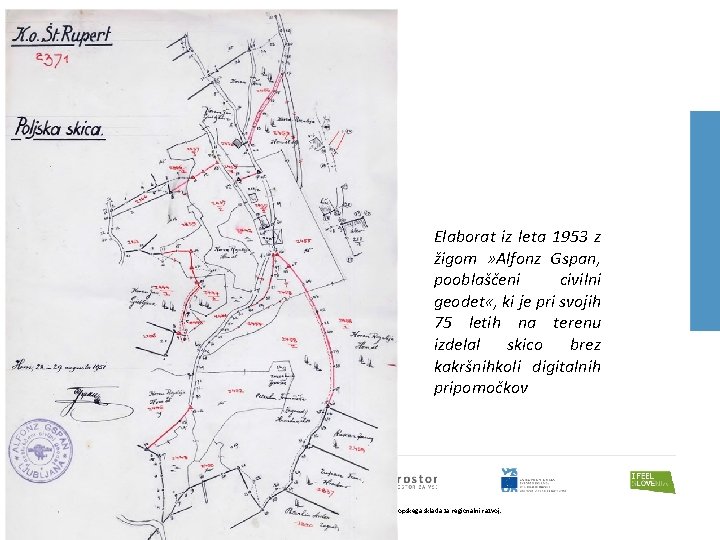 3. konferenca » Program projektov e. Prostor « Elaborat iz leta 1953 z žigom