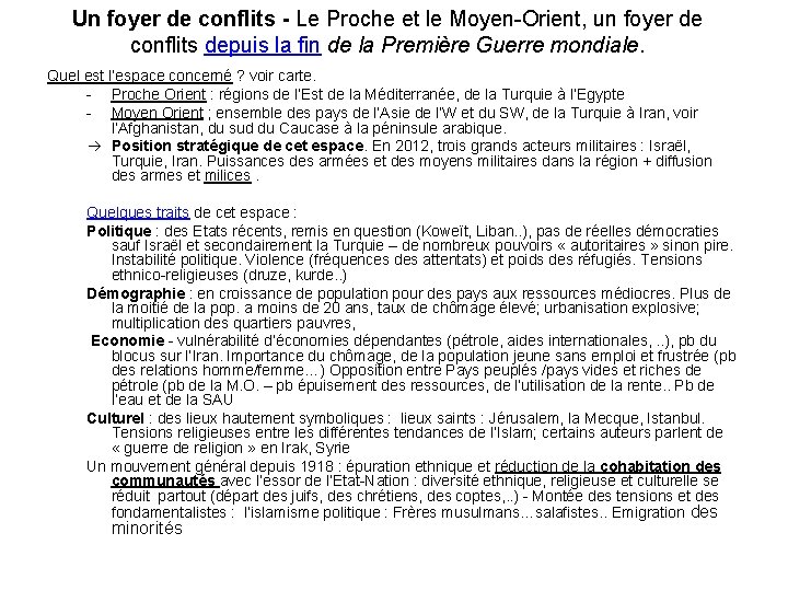 Un foyer de conflits - Le Proche et le Moyen-Orient, un foyer de conflits