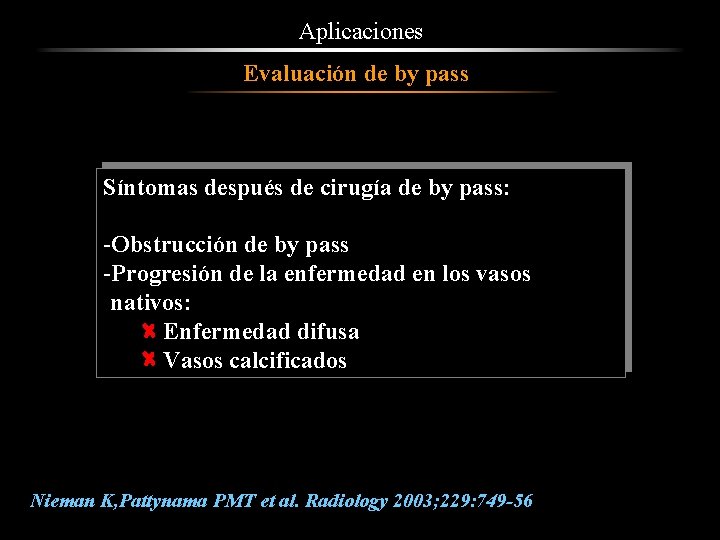 Aplicaciones Evaluación de by pass Síntomas después de cirugía de by pass: -Obstrucción de