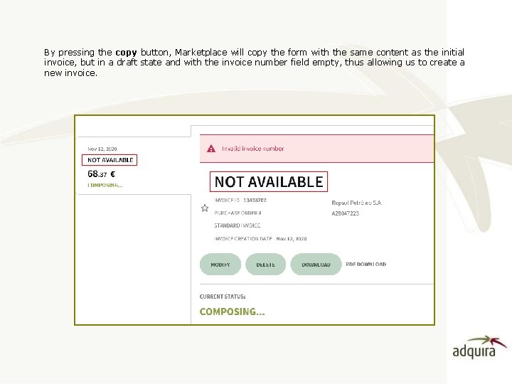 By pressing the copy button, Marketplace will copy the form with the same content