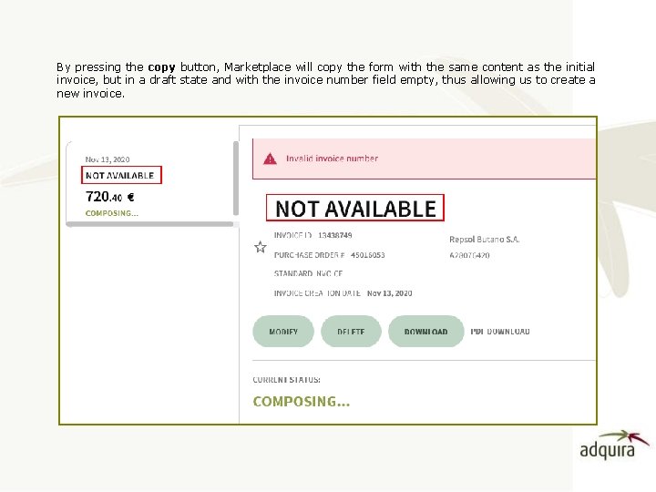 By pressing the copy button, Marketplace will copy the form with the same content