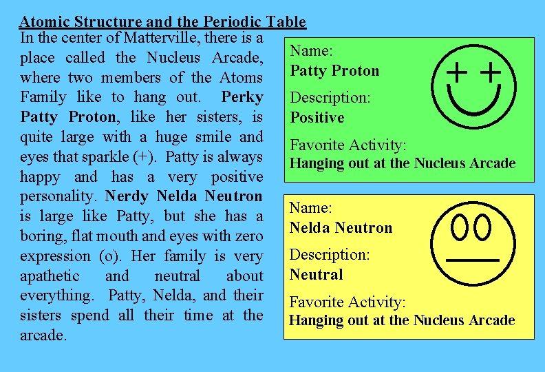 Atomic Structure and the Periodic Table In the center of Matterville, there is a Atomic Structure and the Periodic Table In the center of Matterville, there is a