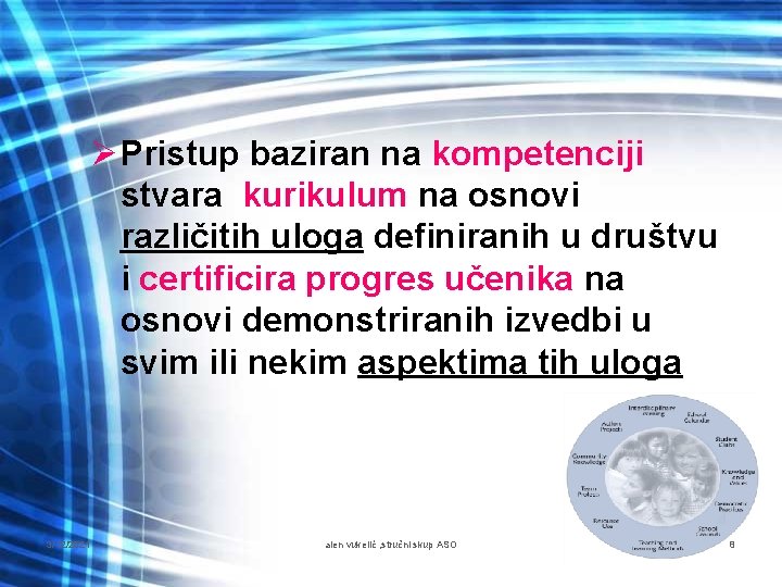 Ø Pristup baziran na kompetenciji stvara kurikulum na osnovi različitih uloga definiranih u društvu