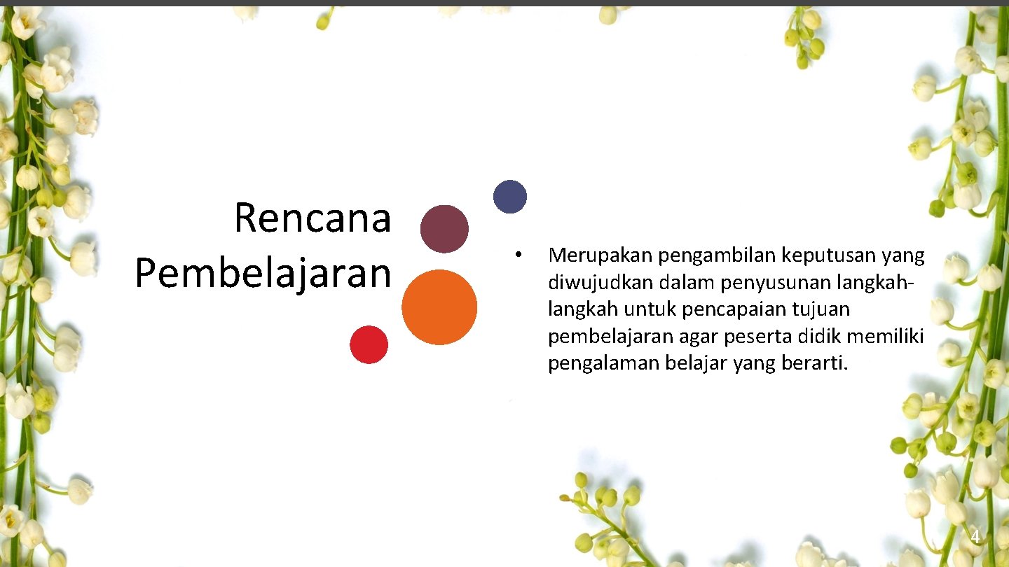 Rencana Pembelajaran • Merupakan pengambilan keputusan yang diwujudkan dalam penyusunan langkah untuk pencapaian tujuan Rencana Pembelajaran • Merupakan pengambilan keputusan yang diwujudkan dalam penyusunan langkah untuk pencapaian tujuan