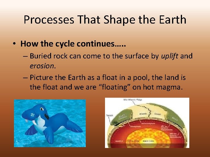 Processes That Shape the Earth • How the cycle continues…. . – Buried rock