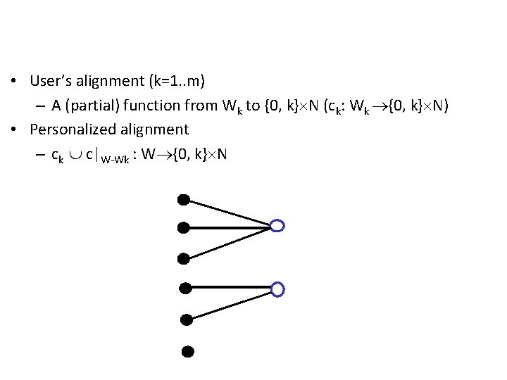  • User’s alignment (k=1. . m) – A (partial) function from Wk to