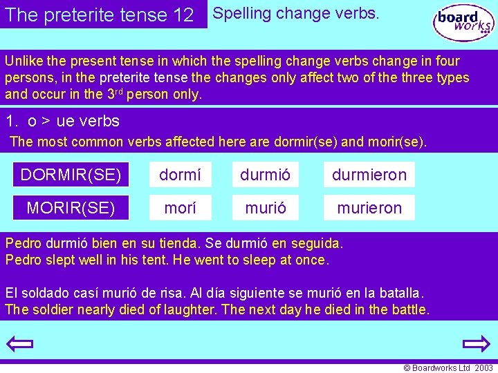 The preterite tense 12 Spelling change verbs. Unlike the present tense in which the