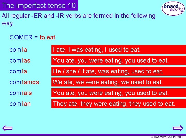 The imperfect tense 10 All regular -ER and -IR verbs are formed in the