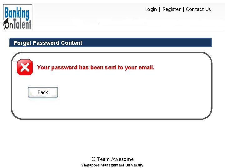 Login | Register | Contact Us Forget Password Content Your password has been sent