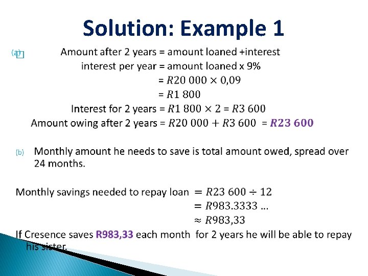 Solution: Example 1 � 