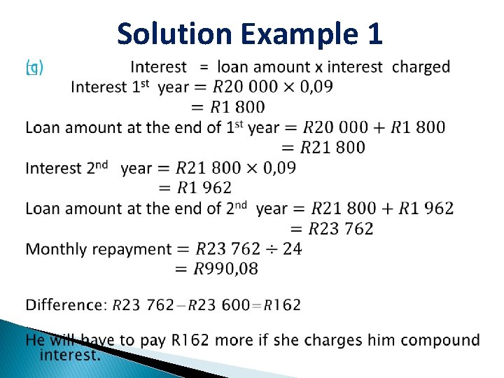 Solution Example 1 � 