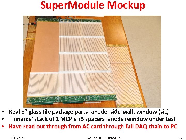Super. Module Mockup • Real 8” glass tile package parts- anode, side-wall, window (sic)
