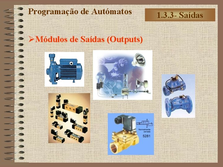 Programação de Autómatos ØMódulos de Saídas (Outputs) 1. 3. 3 - Saídas 