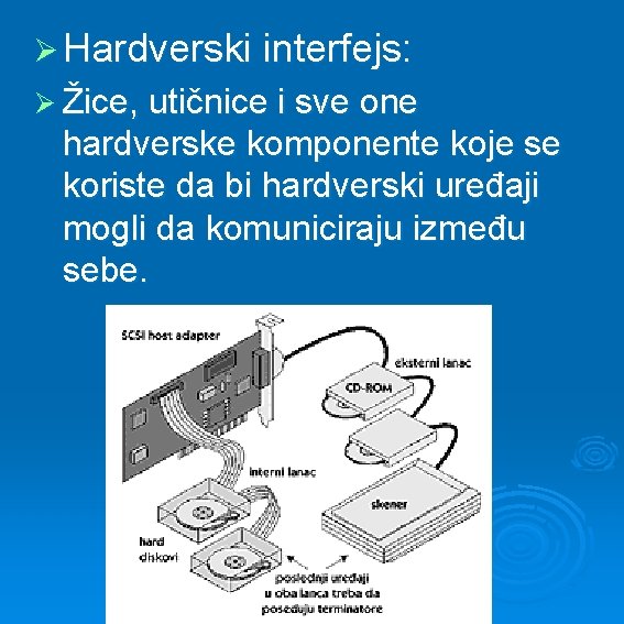 Ø Hardverski interfejs: Ø Žice, utičnice i sve one hardverske komponente koje se koriste