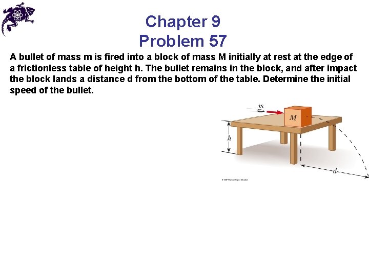 Chapter 9 Problem 57 A bullet of mass m is fired into a block