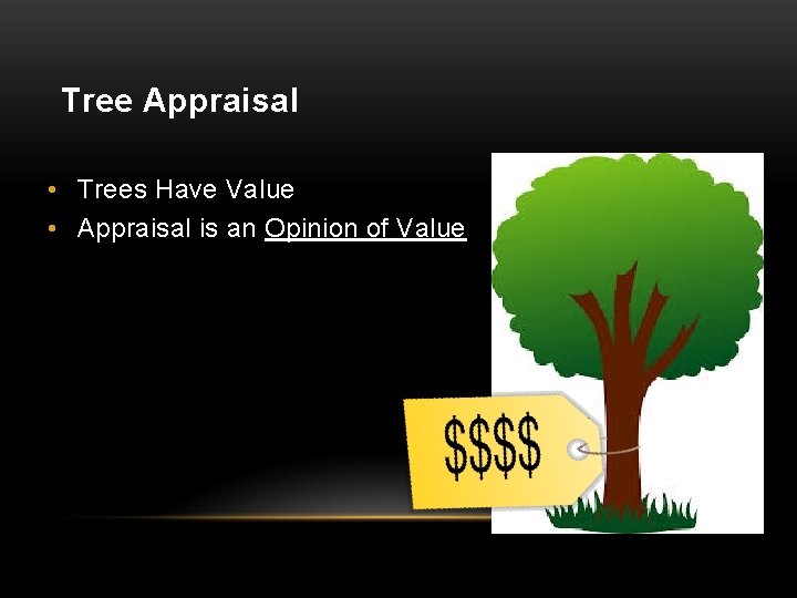 Tree Appraisal • Trees Have Value • Appraisal is an Opinion of Value 
