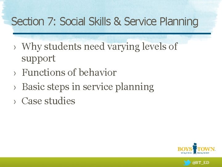 Section 7: Social Skills & Service Planning › Why students need varying levels of