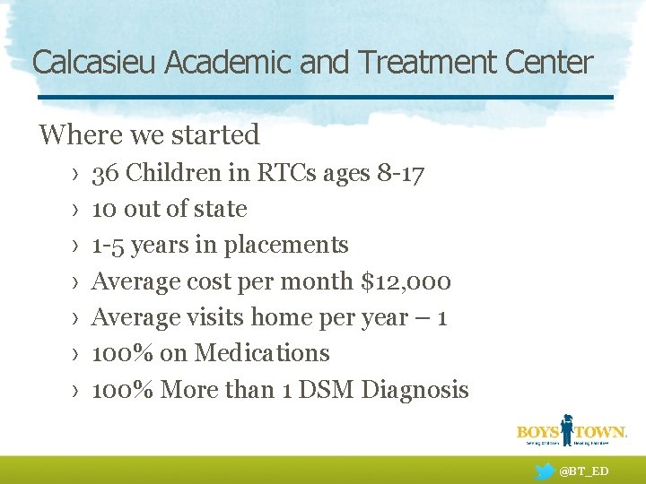 Calcasieu Academic and Treatment Center Where we started › › › › 36 Children