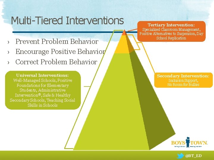 Multi-Tiered Interventions › Prevent Problem Behavior Tertiary Intervention: Specialized Classroom Management, Positive Alternatives to