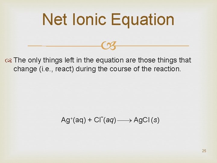 Net Ionic Equation The only things left in the equation are those things that