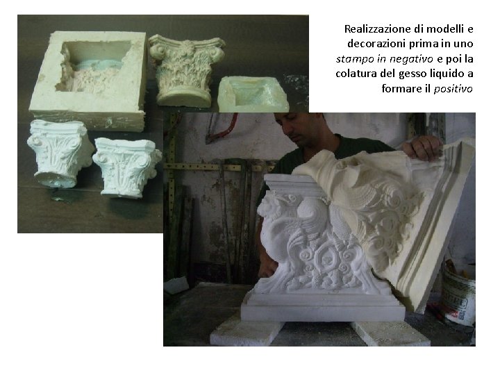 Realizzazione di modelli e decorazioni prima in uno stampo in negativo e poi la Realizzazione di modelli e decorazioni prima in uno stampo in negativo e poi la