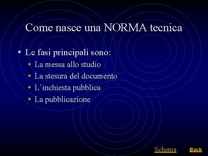 Come nasce una NORMA tecnica • Le fasi principali sono: • • La messa