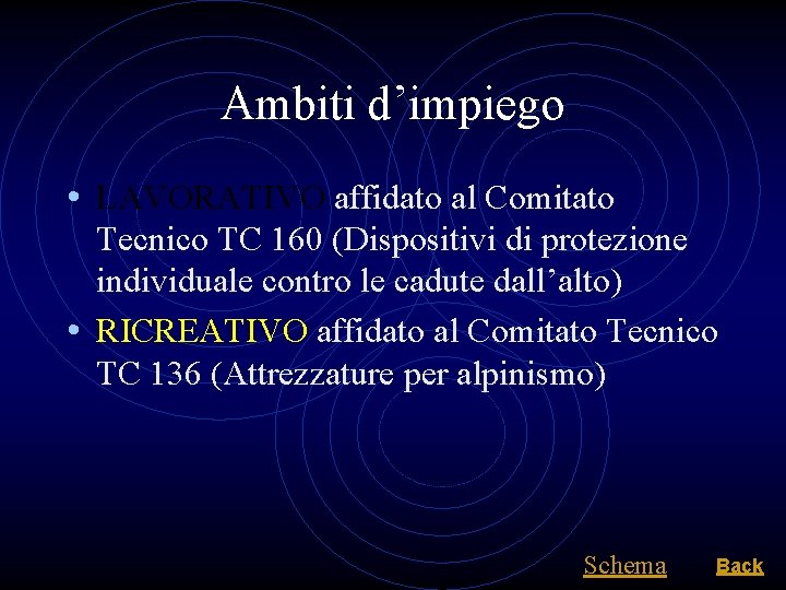 Ambiti d’impiego • LAVORATIVO affidato al Comitato Tecnico TC 160 (Dispositivi di protezione individuale